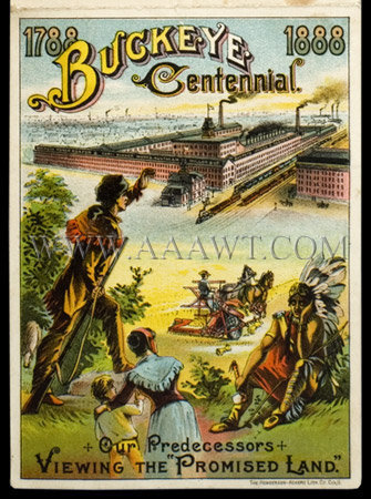 Buckeye Centennial Folding Trade Card
With Harrison & Cleveland
Dated 1888, entire view